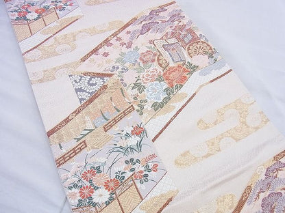 平和屋着物◎六通柄袋帯 桃山屏風図 金糸 逸品 BAAF0859jm