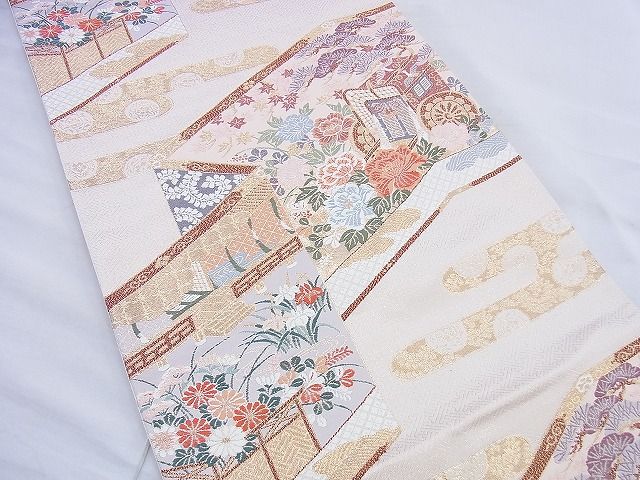平和屋着物◎六通柄袋帯 桃山屏風図 金糸 逸品 BAAF0859jm