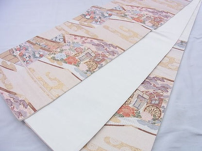 平和屋着物◎六通柄袋帯 桃山屏風図 金糸 逸品 BAAF0859jm
