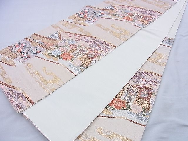 平和屋着物◎六通柄袋帯 桃山屏風図 金糸 逸品 BAAF0859jm