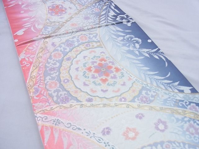 平和屋着物◎六通柄袋帯　唐織　正倉院花文　金銀糸　逸品　BAAF0857jm