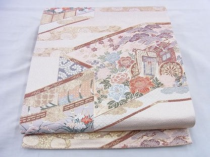 平和屋着物◎六通柄袋帯 桃山屏風図 金糸 逸品 BAAF0859jm