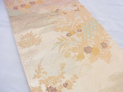 平和屋着物◎六通柄袋帯 彩雅 籬花文 金糸 逸品 BAAF0870jm