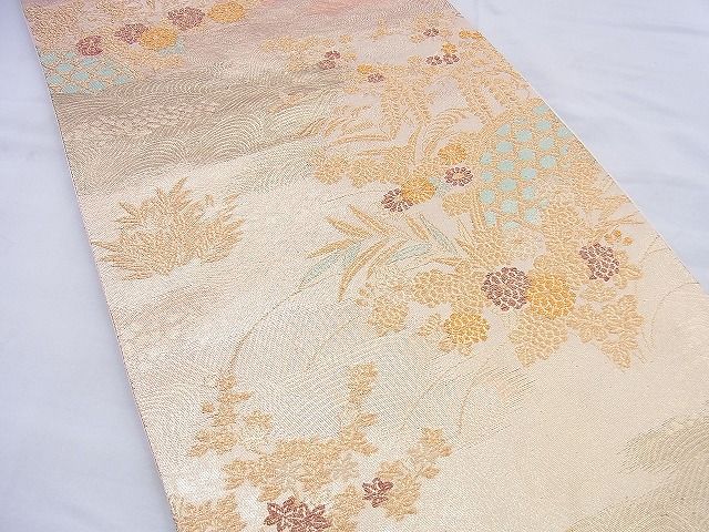 平和屋着物◎六通柄袋帯 彩雅 籬花文 金糸 逸品 BAAF0870jm