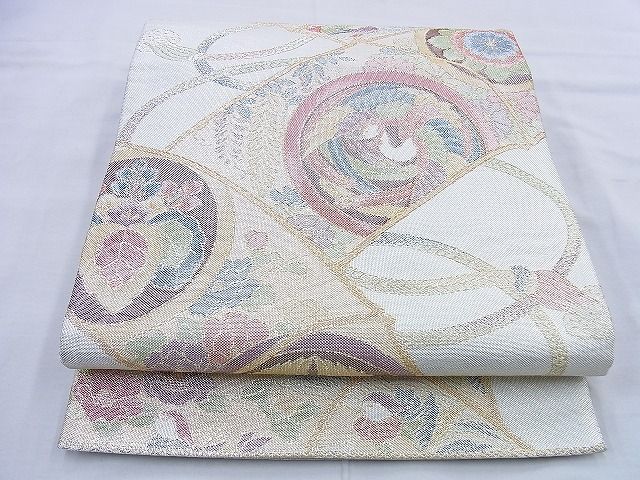 平和屋着物◎本箔佐賀錦 六通柄袋帯 鳳凰双鶴花丸文 金銀糸 逸品 BAAF0879jm