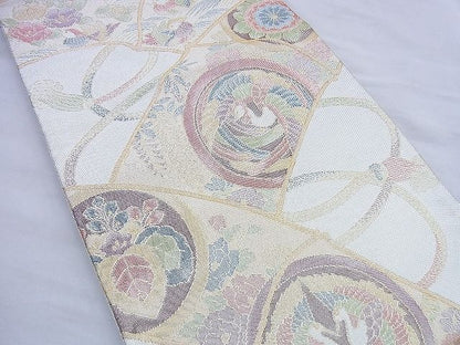 平和屋着物◎本箔佐賀錦 六通柄袋帯 鳳凰双鶴花丸文 金銀糸 逸品 BAAF0879jm