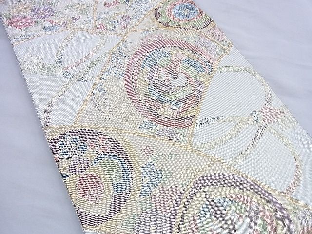 平和屋着物◎本箔佐賀錦 六通柄袋帯 鳳凰双鶴花丸文 金銀糸 逸品 BAAF0879jm