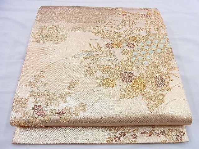 平和屋着物◎六通柄袋帯 彩雅 籬花文 金糸 逸品 BAAF0870jm