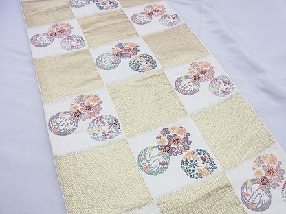 平和屋着物◎六通柄袋帯 唐織 花丸文 金糸 逸品 BAAG0401jm