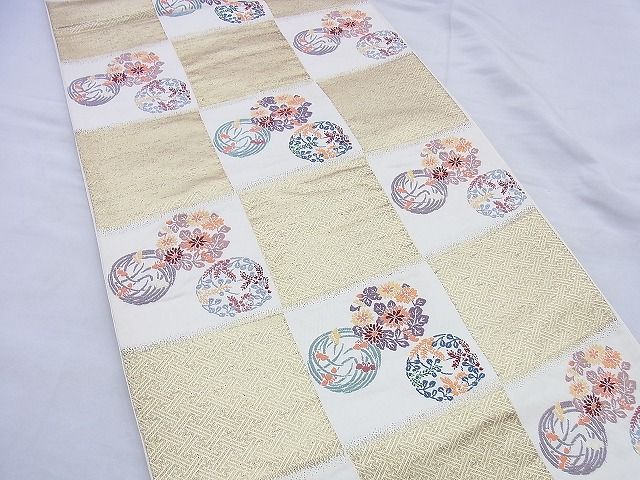平和屋着物◎六通柄袋帯 唐織 花丸文 金糸 逸品 BAAG0401jm