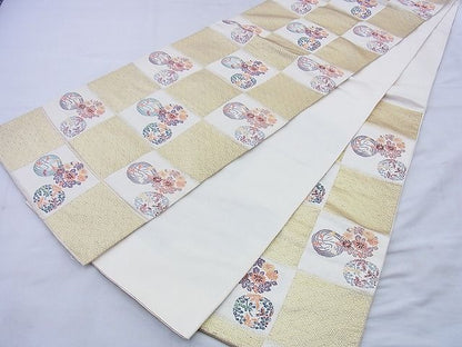 平和屋着物◎六通柄袋帯 唐織 花丸文 金糸 逸品 BAAG0401jm