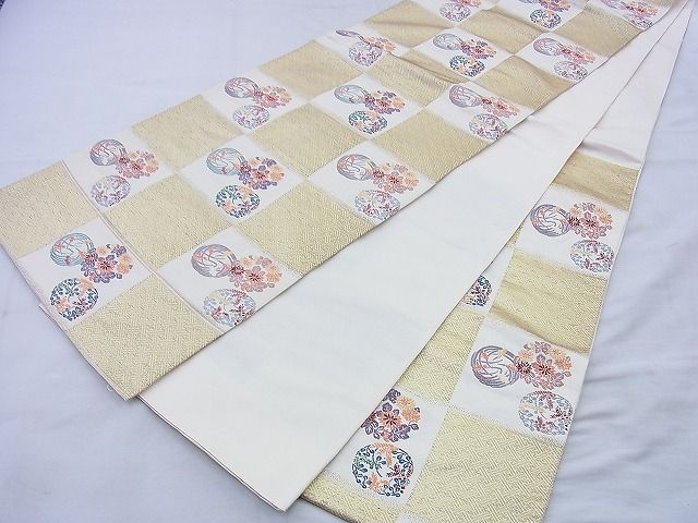平和屋着物◎六通柄袋帯 唐織 花丸文 金糸 逸品 BAAG0401jm