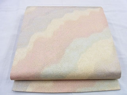 平和屋着物◎全通柄袋帯 砂子綴れ 霞文 金糸 逸品 BAAF0896jm