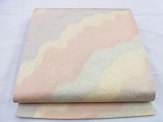 平和屋着物◎全通柄袋帯 砂子綴れ 霞文 金糸 逸品 BAAF0896jm
