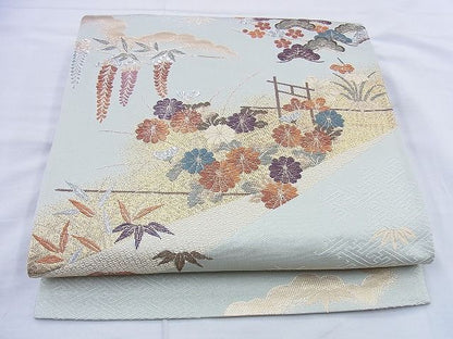 平和屋着物◎六通柄袋帯 唐織 草花文 金銀糸 逸品 BAAF0889jm