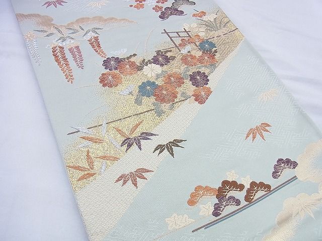 平和屋着物◎六通柄袋帯 唐織 草花文 金銀糸 逸品 BAAF0889jm