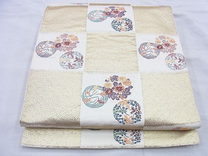 平和屋着物◎六通柄袋帯 唐織 花丸文 金糸 逸品 BAAG0401jm