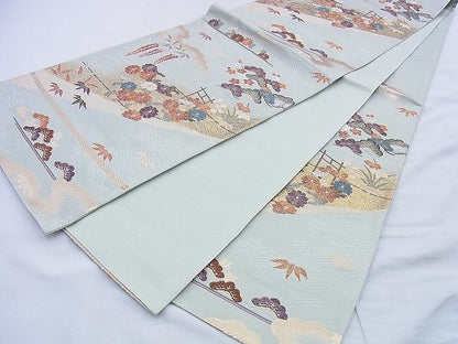 平和屋着物◎六通柄袋帯 唐織 草花文 金銀糸 逸品 BAAF0889jm