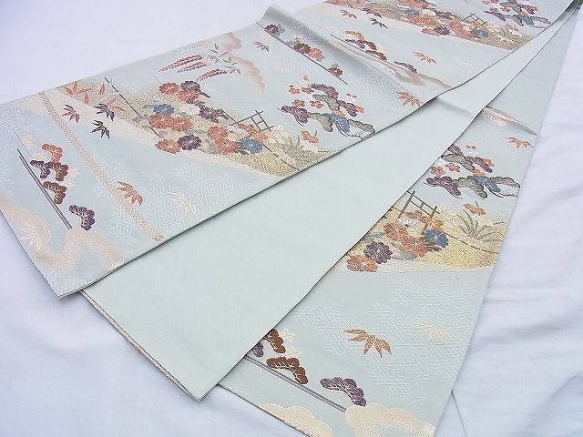 平和屋着物◎六通柄袋帯 唐織 草花文 金銀糸 逸品 BAAF0889jm