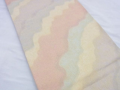 平和屋着物◎全通柄袋帯 砂子綴れ 霞文 金糸 逸品 BAAF0896jm