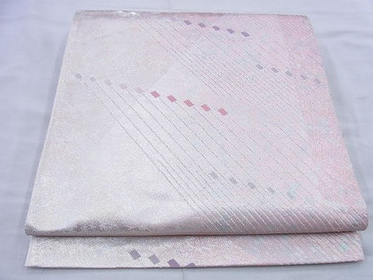 平和屋着物◎六通柄袋帯 唐織 斜縞 銀彩 引箔 逸品 BAAG0426jm