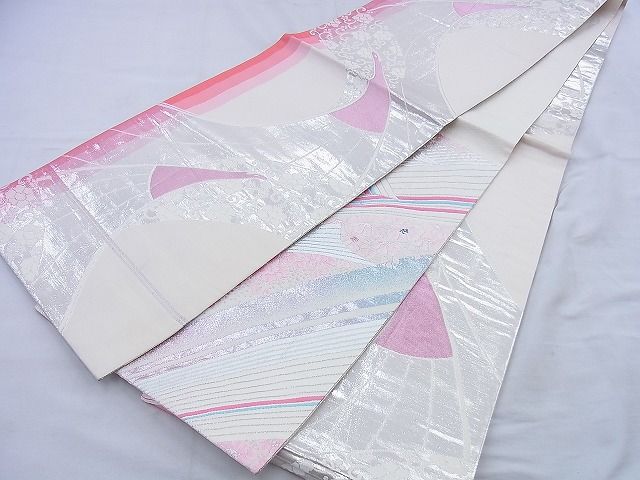 平和屋着物◎両面六通柄袋帯 唐織 束ね熨斗花文 金銀糸 逸品 BAAG0455jm