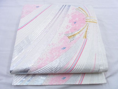 平和屋着物◎両面六通柄袋帯 唐織 束ね熨斗花文 金銀糸 逸品 BAAG0455jm