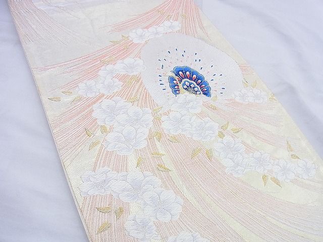 平和屋着物◎六通柄袋帯 唐織 孔雀舞花文 金糸 逸品 BAAG0462jm