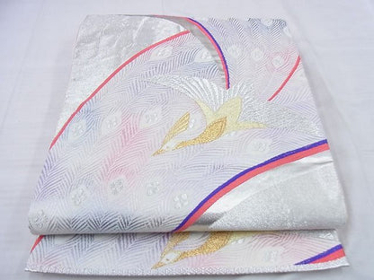 平和屋着物◎六通柄袋帯 唐織 孔雀 金銀糸 逸品 BAAG0465jm