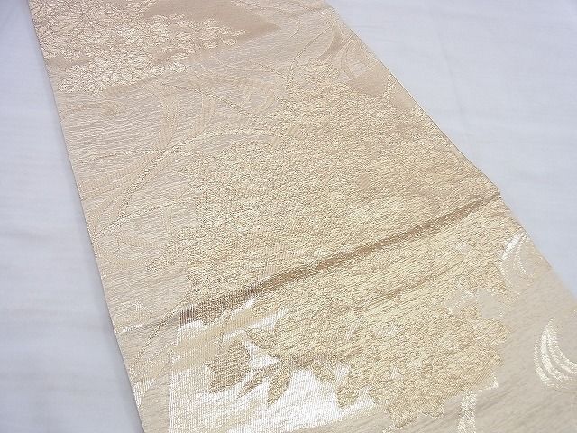 平和屋着物◎六通柄京袋帯 光琳水地紙花文 金糸 逸品 BAAG0505jm