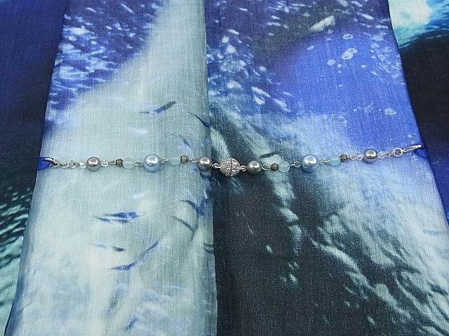 平和屋本店■希少柄　夏物　本場小千谷ちぢみ　羽織　海　羽織紐付き　麻　逸品　CZAA0640s4