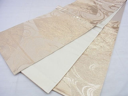 平和屋着物◎六通柄京袋帯 光琳水地紙花文 金糸 逸品 BAAG0505jm