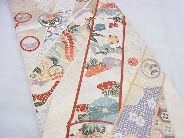 平和屋着物◎六通柄袋帯 唐織 富貴彩竹 金銀糸 逸品 BAAG0482jm