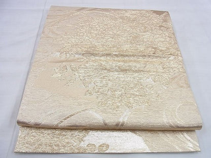 平和屋着物◎六通柄京袋帯 光琳水地紙花文 金糸 逸品 BAAG0505jm