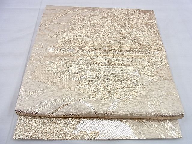 平和屋着物◎六通柄京袋帯 光琳水地紙花文 金糸 逸品 BAAG0505jm