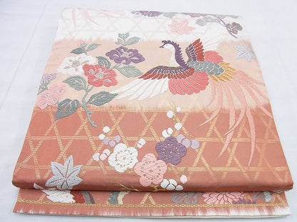 平和屋着物◎六通柄袋帯 唐織 鳳凰花文 金糸 逸品 BAAG0543jm