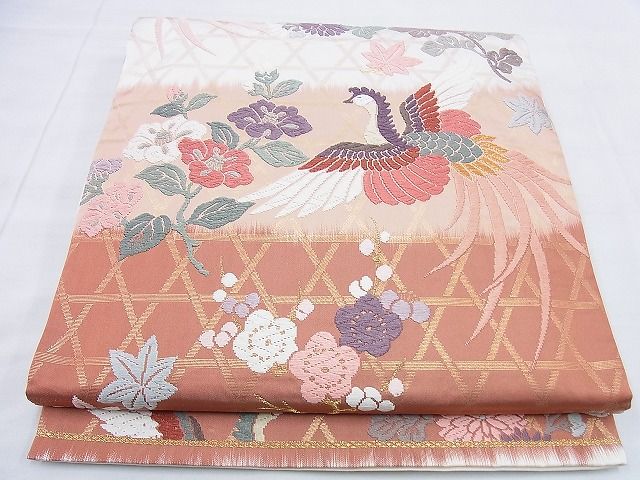 平和屋着物◎六通柄袋帯 唐織 鳳凰花文 金糸 逸品 BAAG0543jm