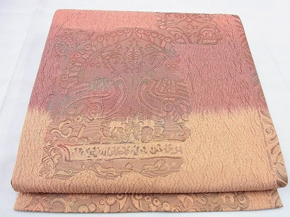 平和屋着物◎全通柄袋帯 ふくれ織 更紗花鳥文 逸品 BAAG0541jm