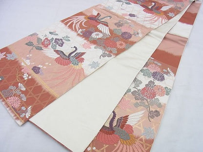 平和屋着物◎六通柄袋帯 唐織 鳳凰花文 金糸 逸品 BAAG0543jm