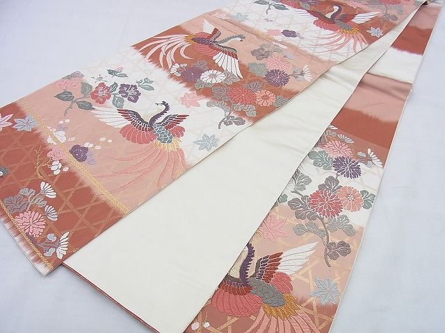 平和屋着物◎六通柄袋帯 唐織 鳳凰花文 金糸 逸品 BAAG0543jm