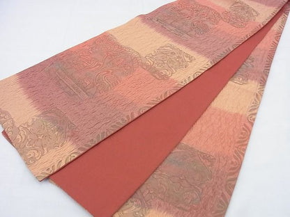 平和屋着物◎全通柄袋帯 ふくれ織 更紗花鳥文 逸品 BAAG0541jm