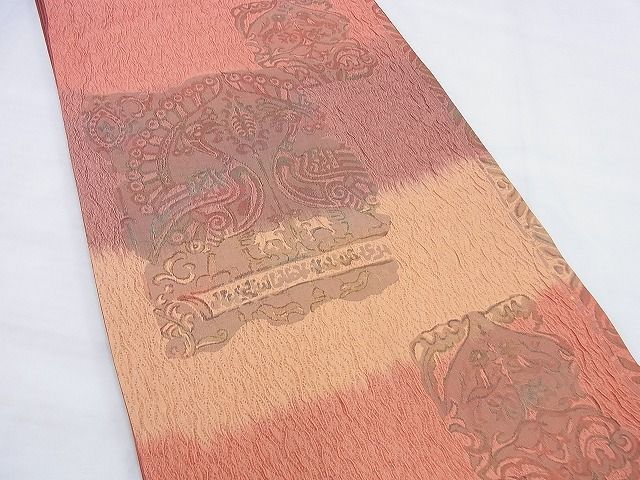 平和屋着物◎全通柄袋帯 ふくれ織 更紗花鳥文 逸品 BAAG0541jm