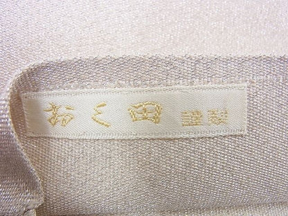 平和屋着物◎太鼓柄袋帯 駒刺繍 檜扇風景花鳥文 銀糸 おく田謹製 逸品 BAAG0554jm