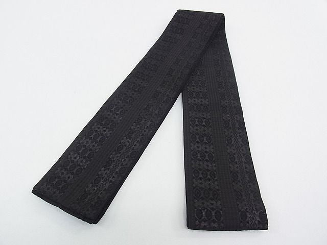 平和屋本店■極上　夏物　男性　両面　角帯　間道　黒地　逸品　CZAA0559s4