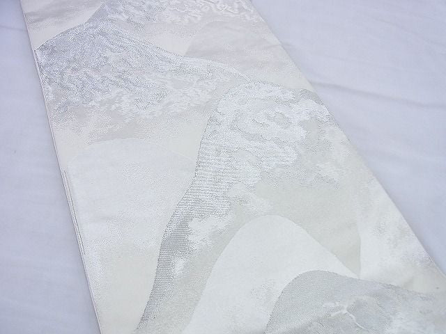 平和屋着物◎六通柄袋帯 重ね山文様 銀糸 逸品 BAAG0573jm