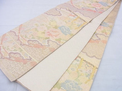 平和屋着物◎六通柄袋帯 几帳花文 金糸 逸品 BAAG0578jm