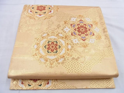 平和屋着物◎六通柄袋帯 唐織 宝相華 金糸 逸品 BAAG5804jm