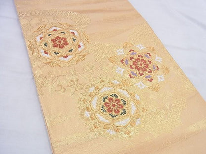 平和屋着物◎六通柄袋帯 唐織 宝相華 金糸 逸品 BAAG5804jm