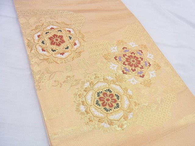 平和屋着物◎六通柄袋帯 唐織 宝相華 金糸 逸品 BAAG5804jm