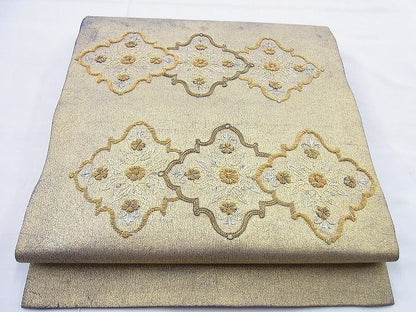 平和屋着物◎太鼓柄袋帯 刺繍 宝相華 金糸 逸品 BAAG0594jm